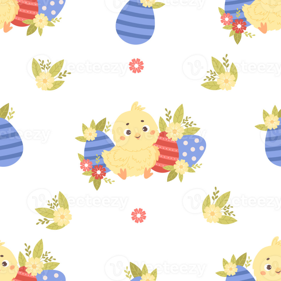 Seamless pattern  chick with Easter egg png
