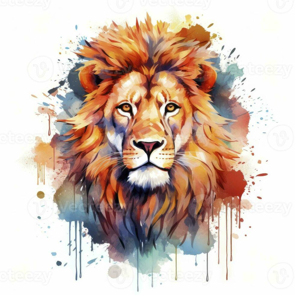 AI generated Watercolor Lion on a white background. For T-shirt Design. AI Generated photo