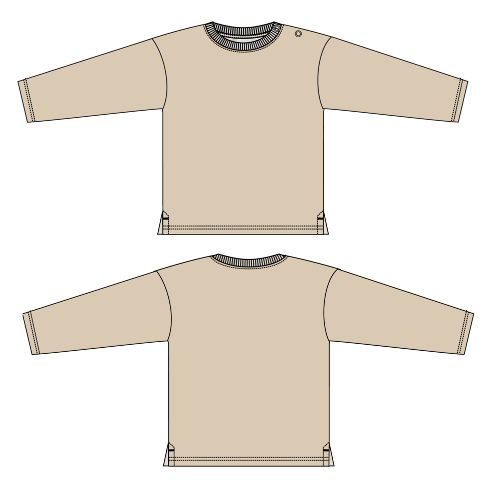 longue manche t chemise technique dessin mode plat esquisser illustration modèle pour bébé garçons isolé sur transparent Contexte png