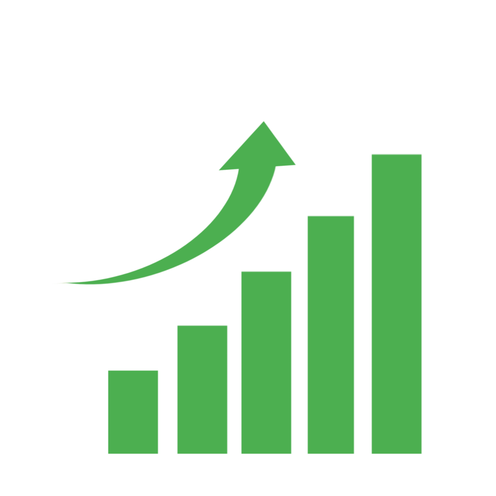Growh chart design illustration with green color png