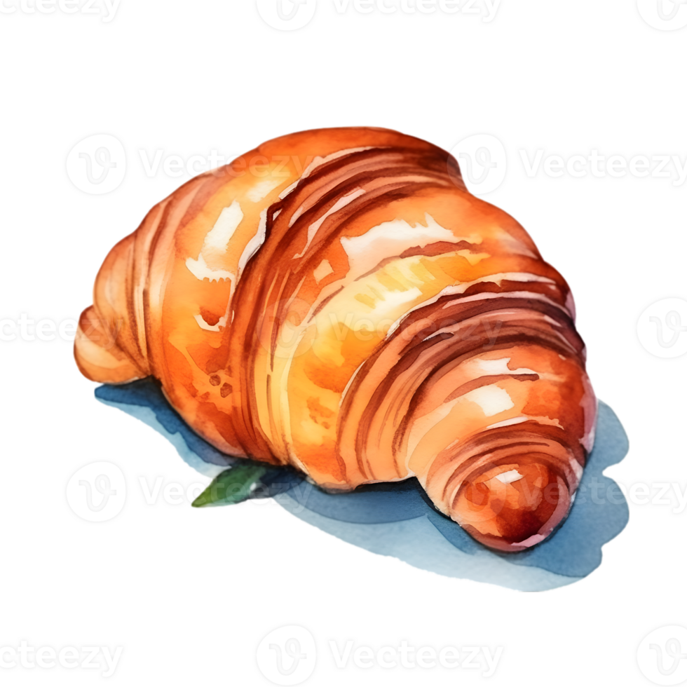 AI generated croissant illustration , croissant  ,croissant water color painting png