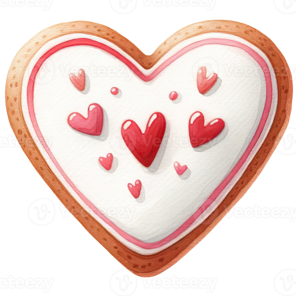 AI generated Heart shaped cookies decorated with red and white icing sugar for Valentine's Day png