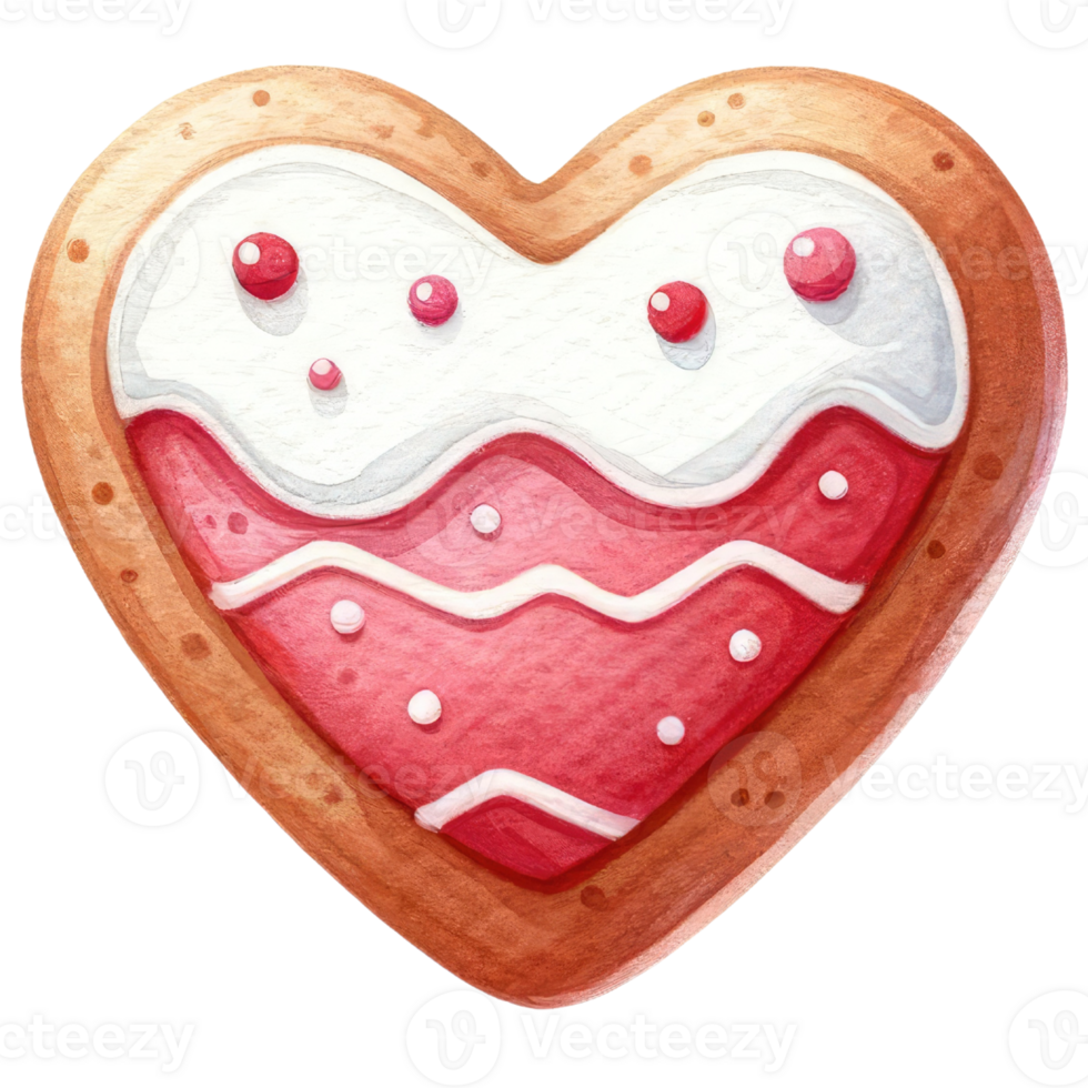 AI generated Heart shaped cookies decorated with red and white icing sugar for Valentine's Day png