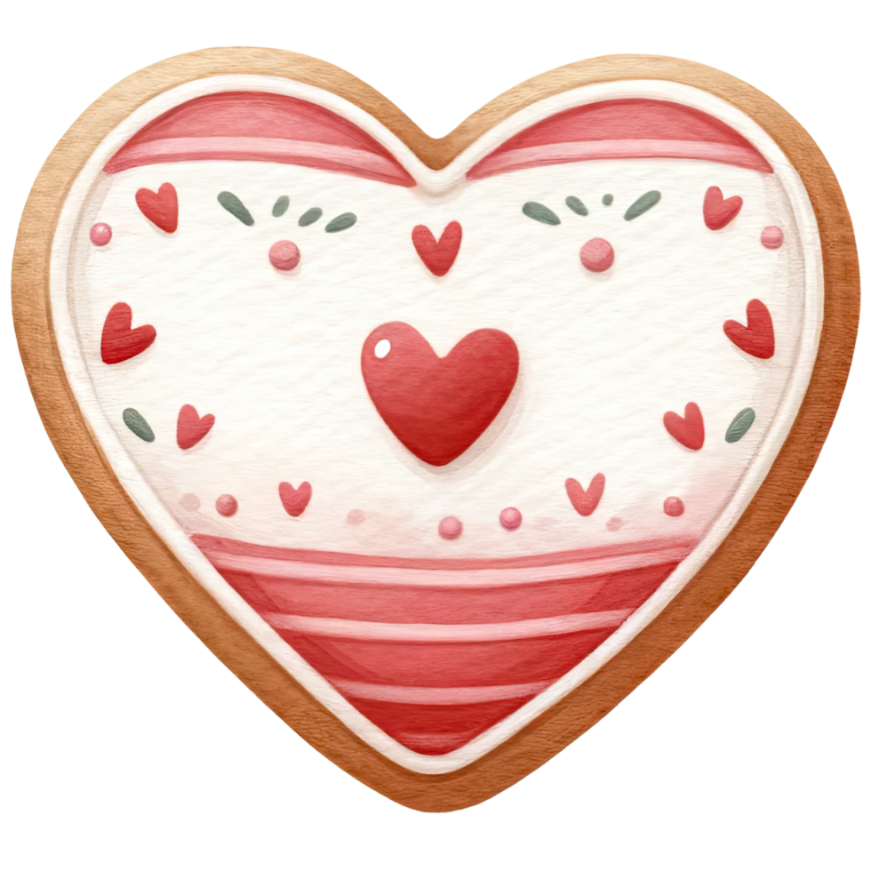 AI generated Heart shaped cookies decorated with red and white icing sugar for Valentine's Day png