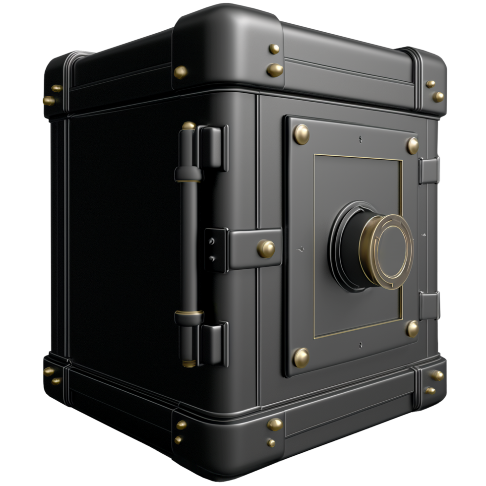 AI generated Antique safe box, 3d design. Suitable for financial and design elements png