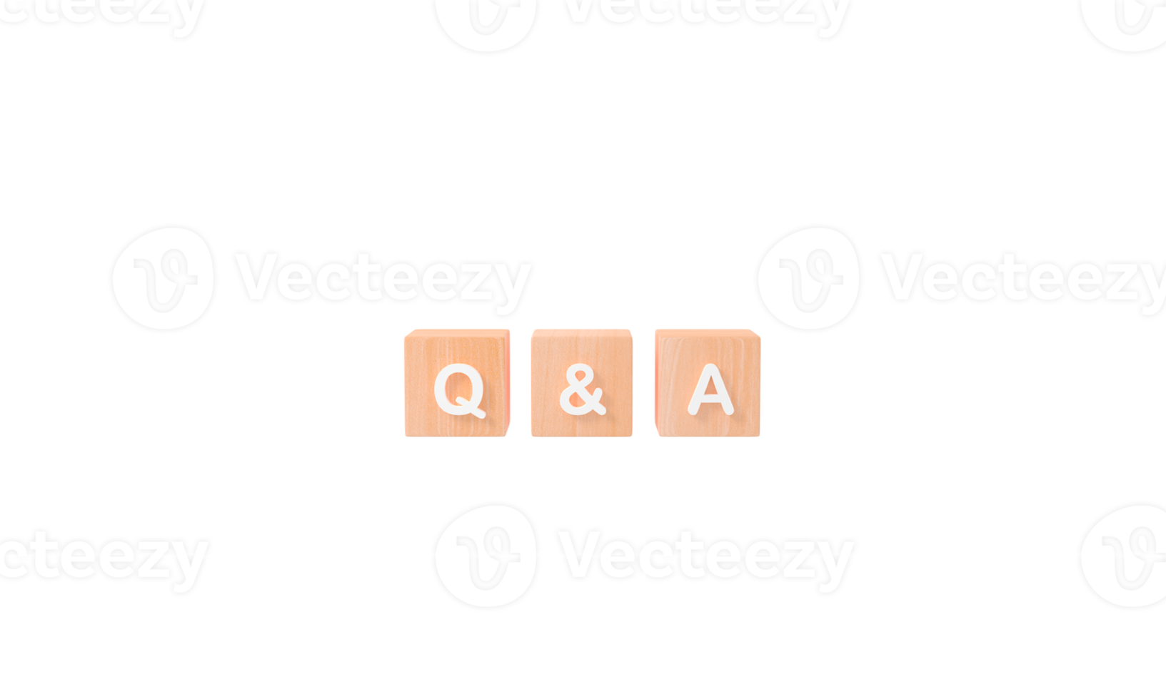 3d rendering wooden blocks cubes with the letters Q and A isolated. Q and A for question and answer PNG