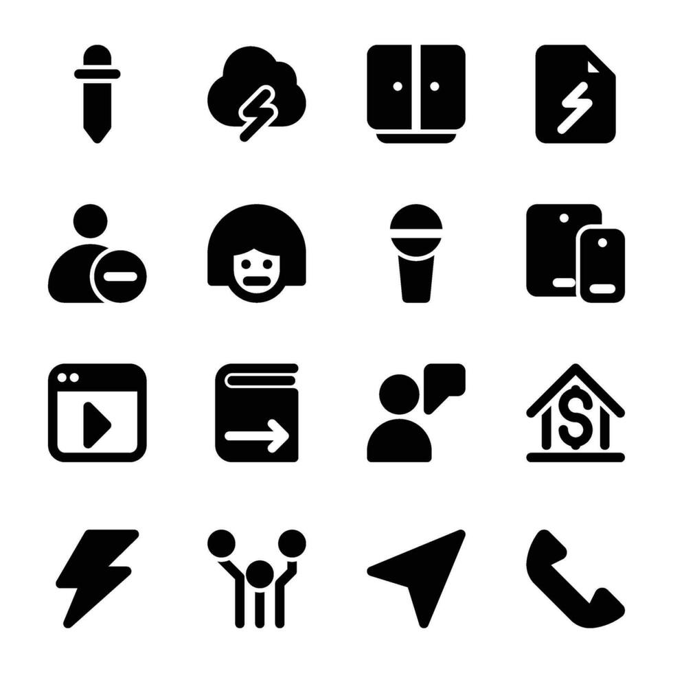 Pack of Customer Support Solid Icons vector