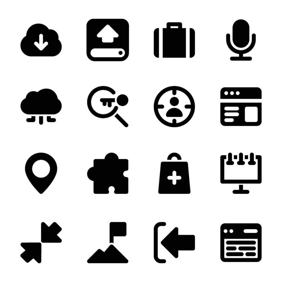 paquete de iconos sólidos de interfaz web vector