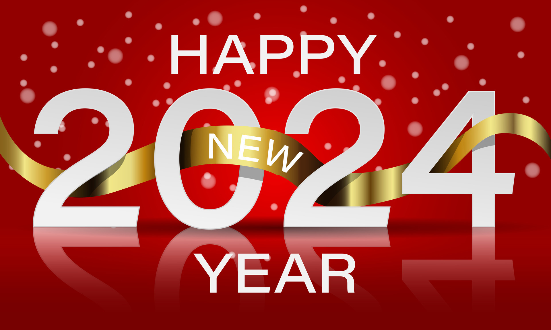 contento nuevo año 2025 blanco papel número dorado cinta curva en rojo