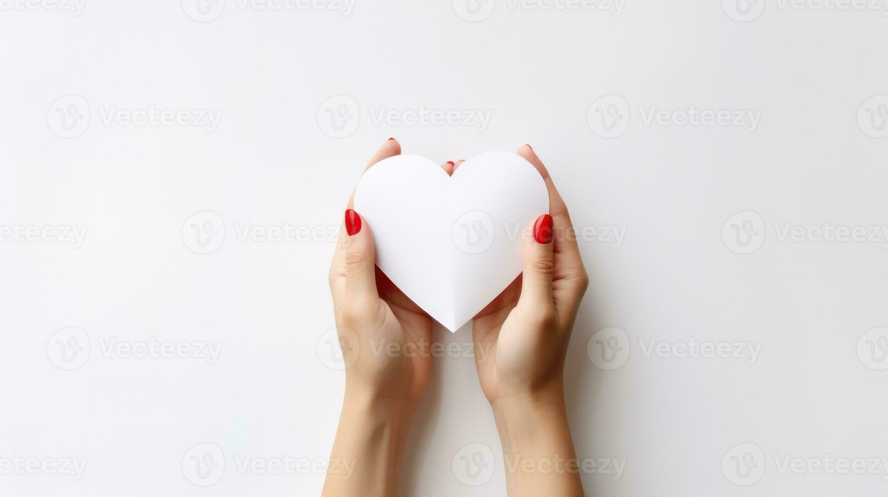 AI generated Close-Up of Paper Heart in Hand - Romantic Concept photo