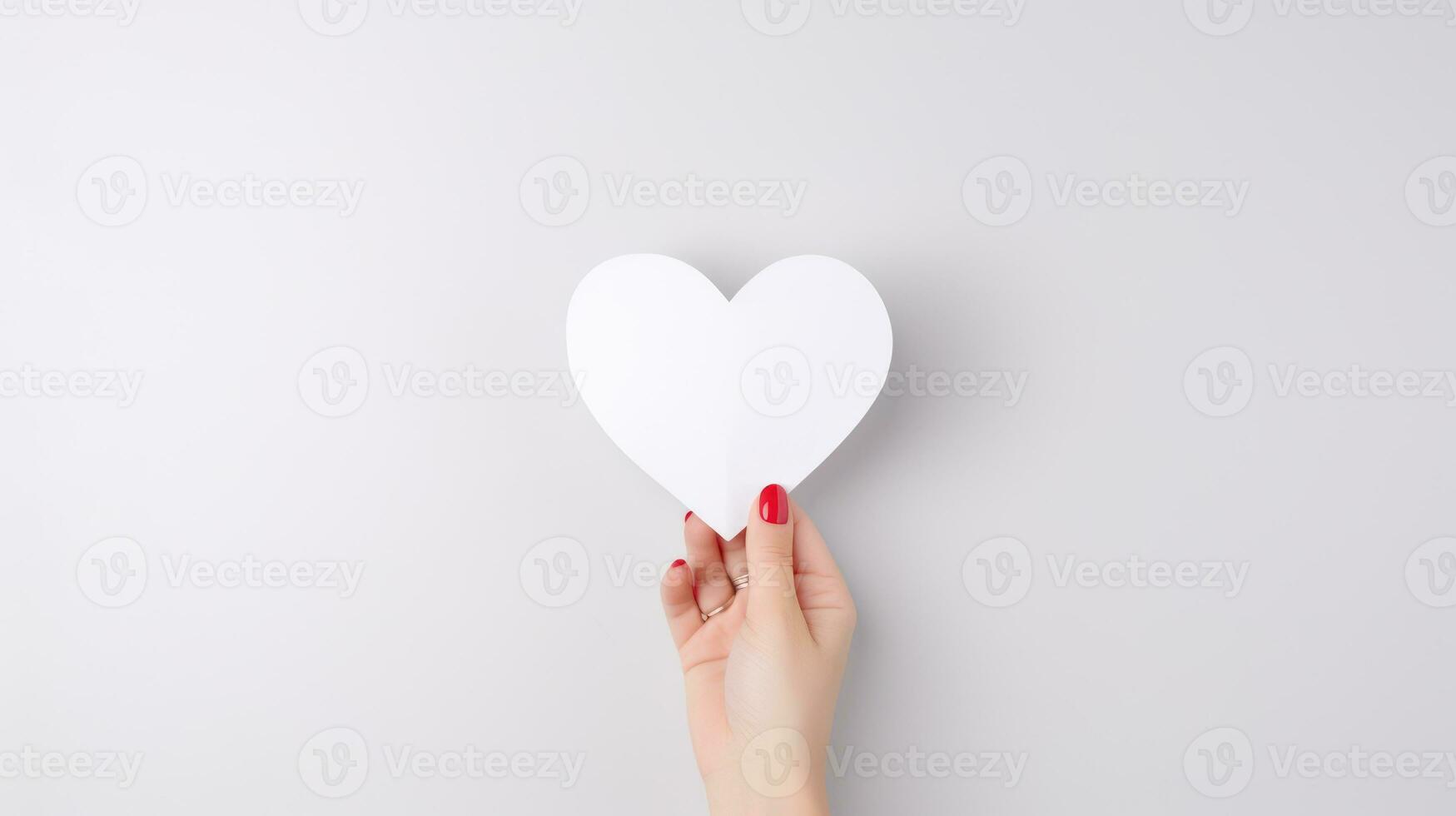 AI generated Close-Up of Paper Heart in Hand - Romantic Concept photo