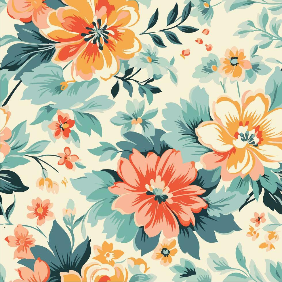 1950s floral pattern vector