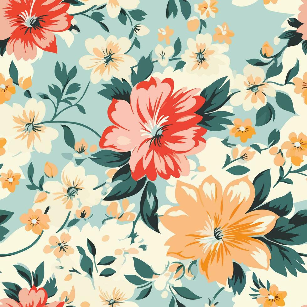 1950s floral pattern vector