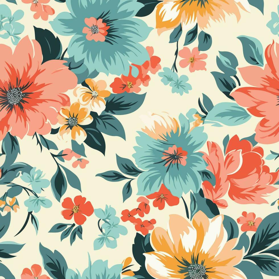 1950s floral modelo vector