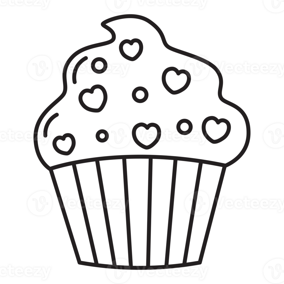 Sweet heart cupcake line icon. png