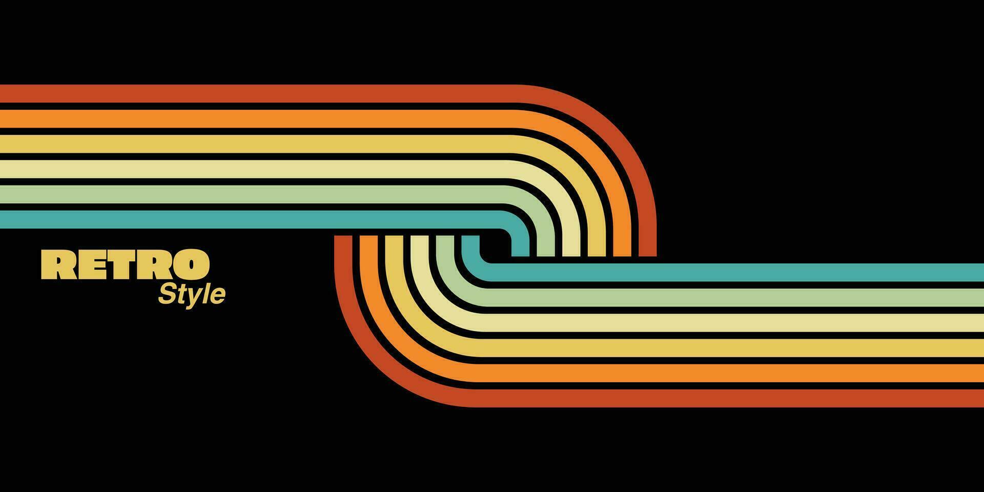 Rainbow line in retro style background vector