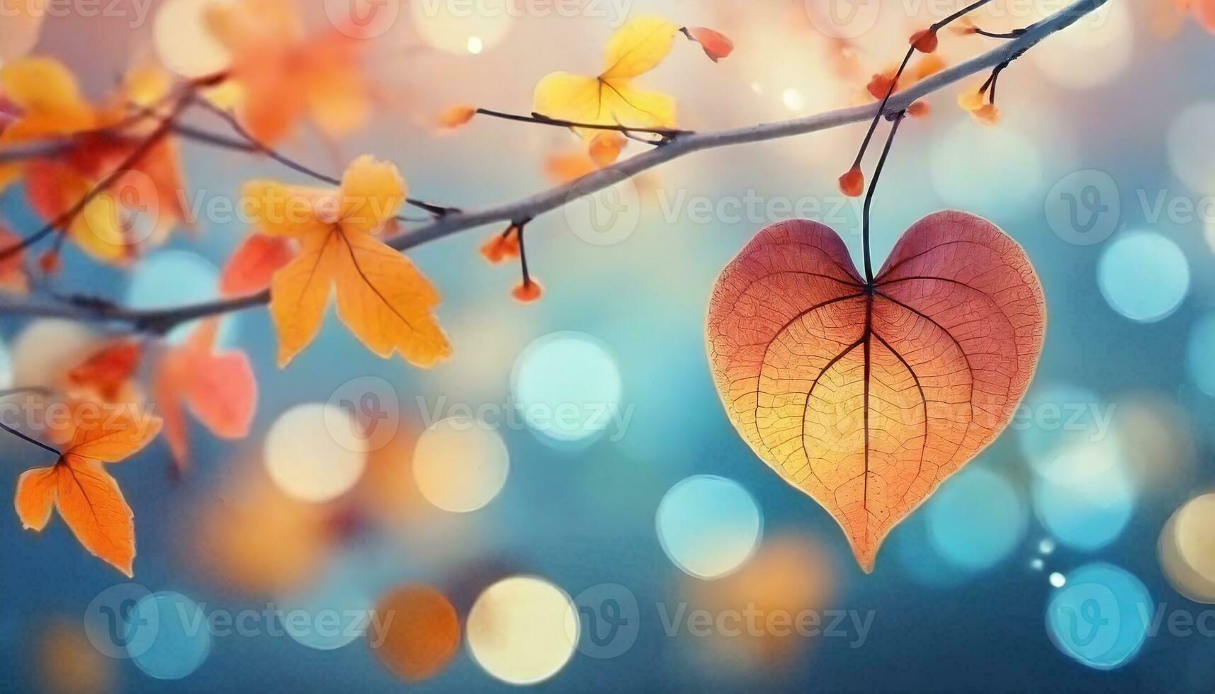 AI generated love icon leaf and bokeh background photo