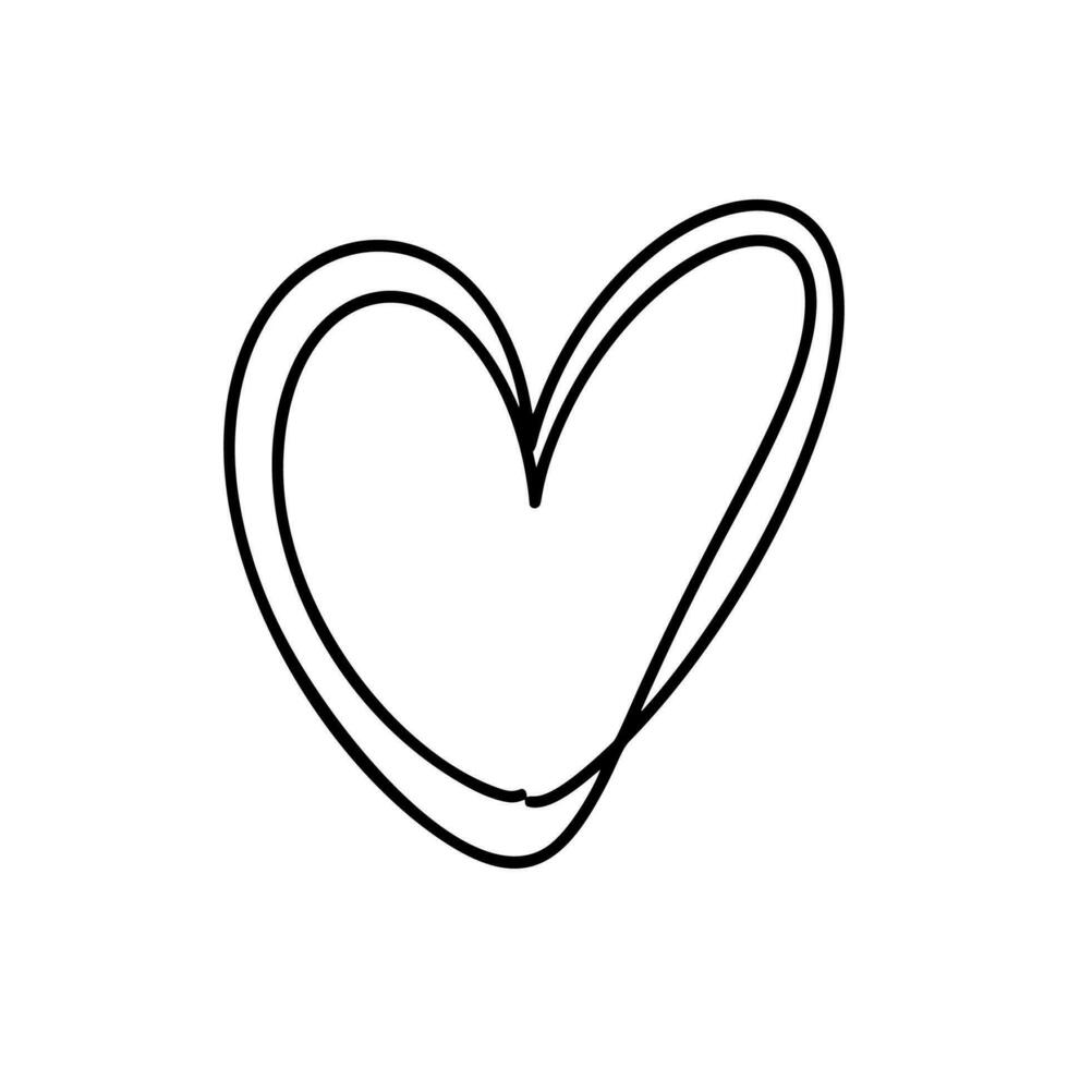 Love heart vector line illustration. Black outline. Element for Valentine Day banner, poster, greeting card