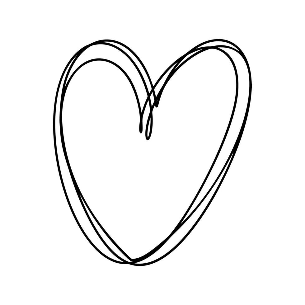 Love heart vector line illustration. Black outline. Element for Valentine Day banner, poster, greeting card