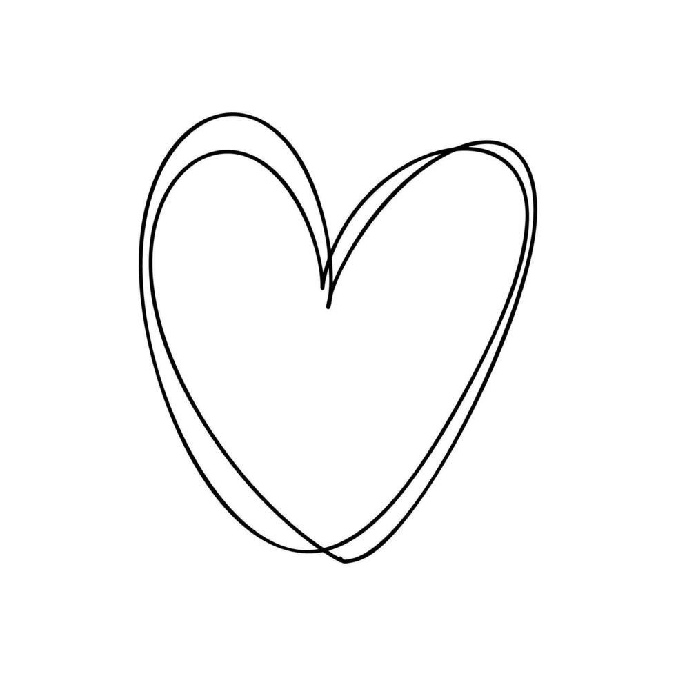 Love heart vector line illustration. Black outline. Element for Valentine Day banner, poster, greeting card