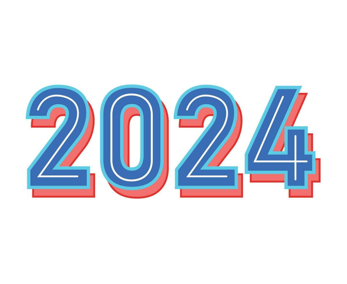 contento nuevo año 2024 resumen azul y rojo gráfico diseño vector logo símbolo ilustración