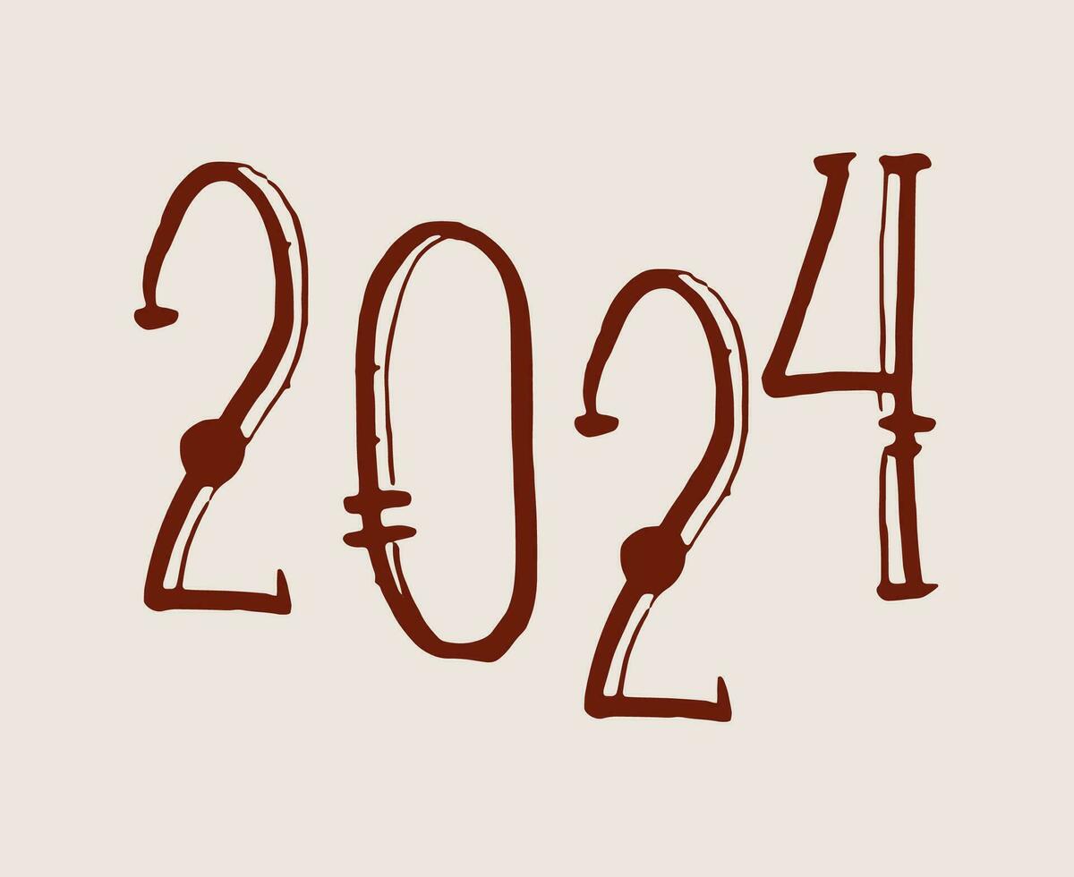 contento nuevo año 2024 resumen marrón gráfico diseño vector logo símbolo ilustración