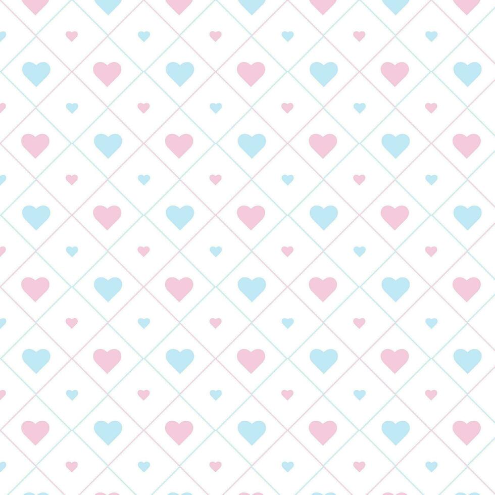 Hearts pattern seamless pink and blue vector