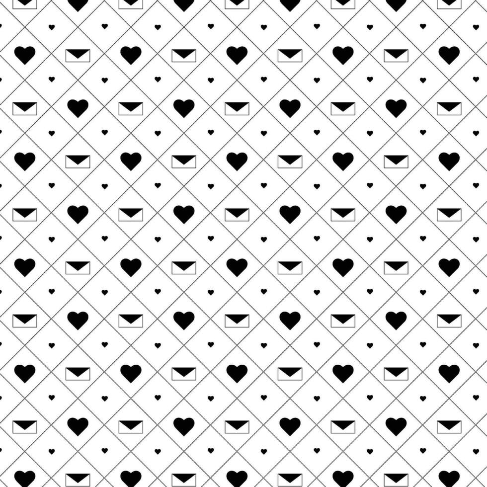 corazones sin costura modelo elegante negro y blanco vector