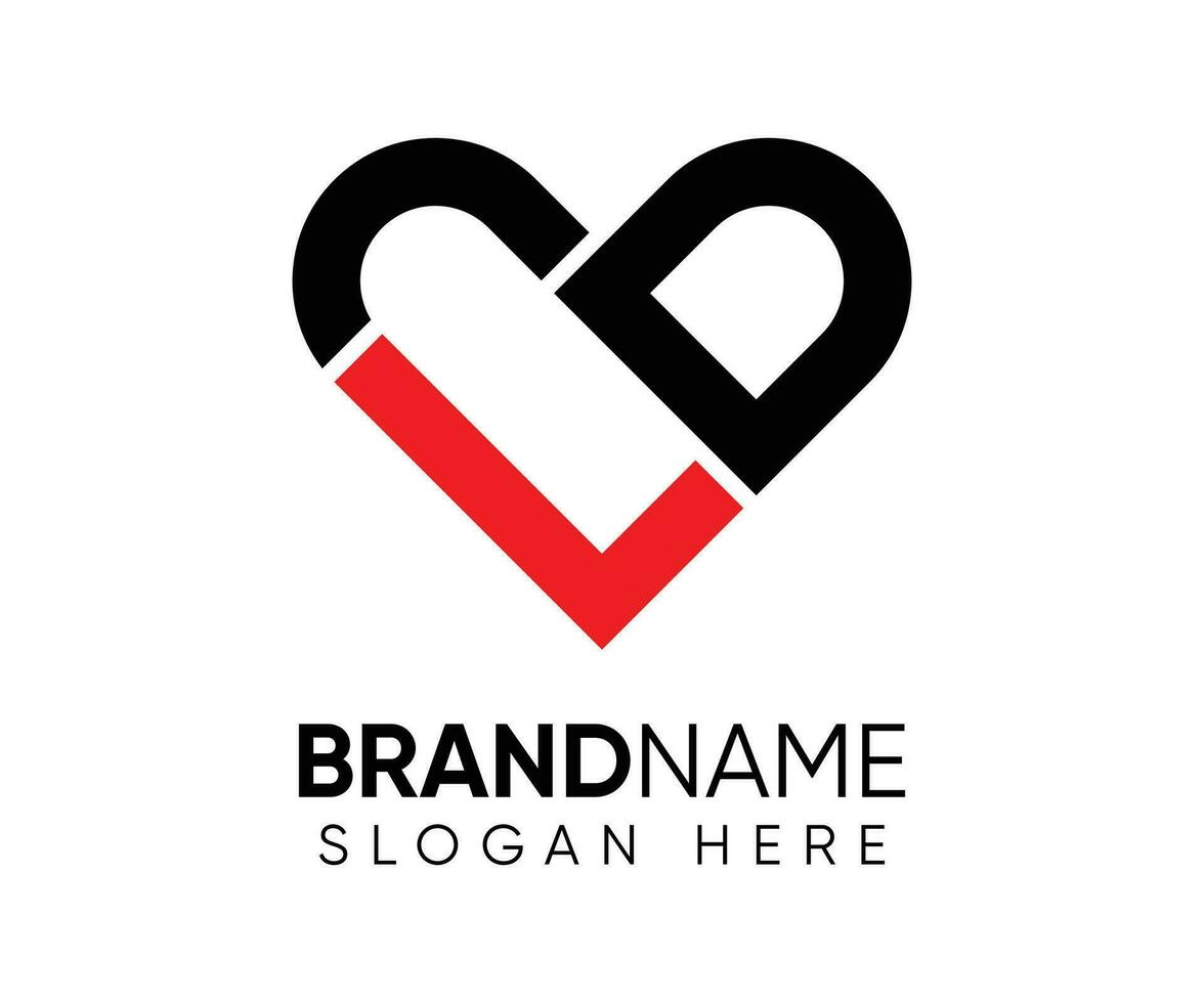 L D love logo design vector template