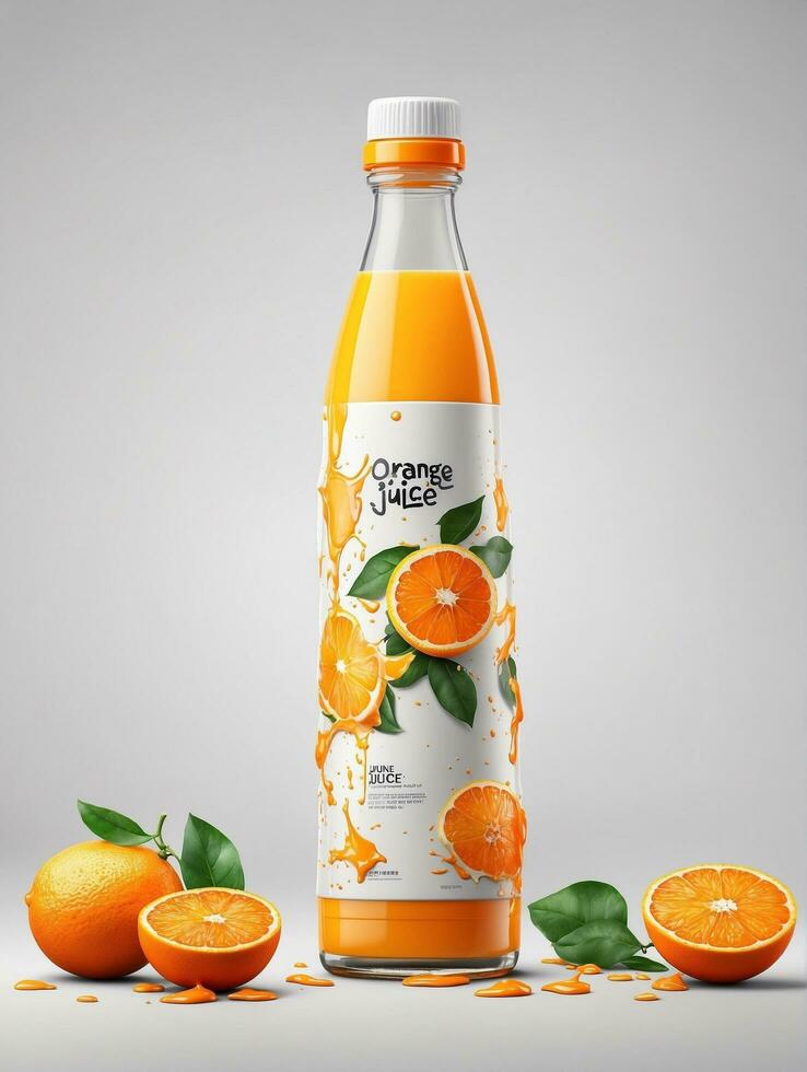 AI generated orange juice and fruits photo