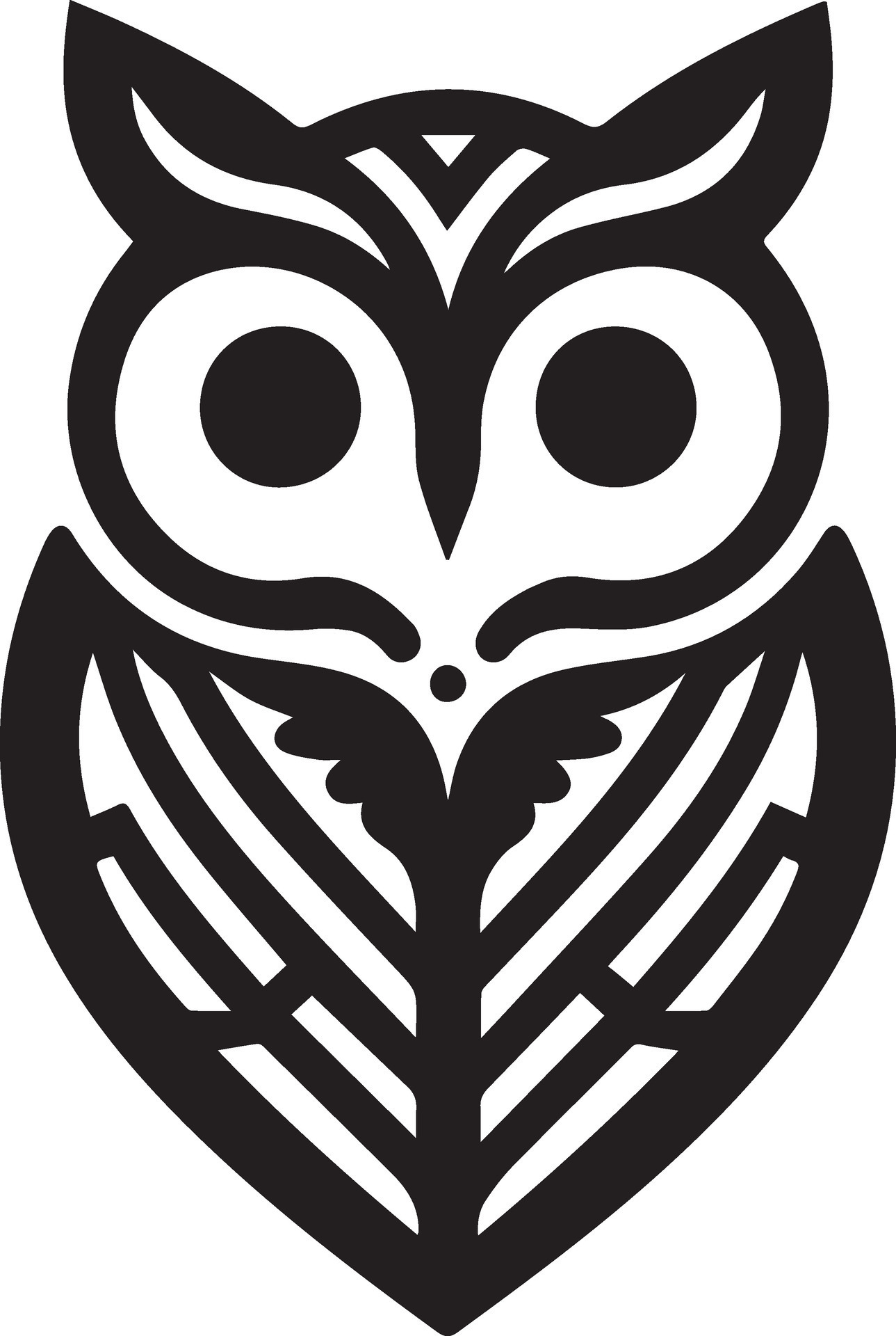 Owl Tattoo vector art illustration black color, Owl vector silhouette