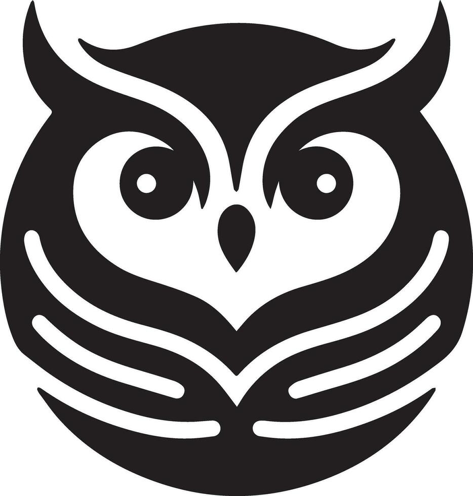 Owl Tattoo vector art illustration black color, Owl vector silhouette