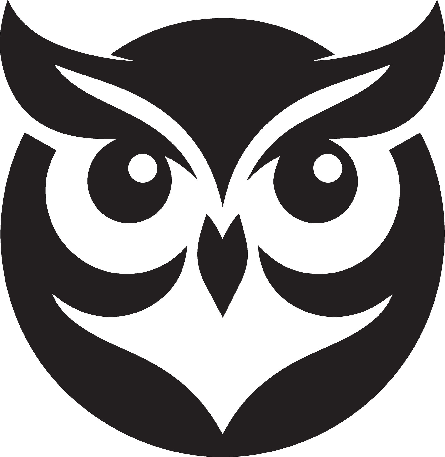 Owl Tattoo vector art illustration black color, Owl vector silhouette