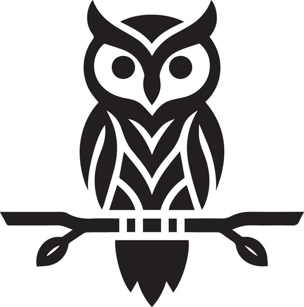Owl Tattoo vector art illustration black color, Owl vector silhouette