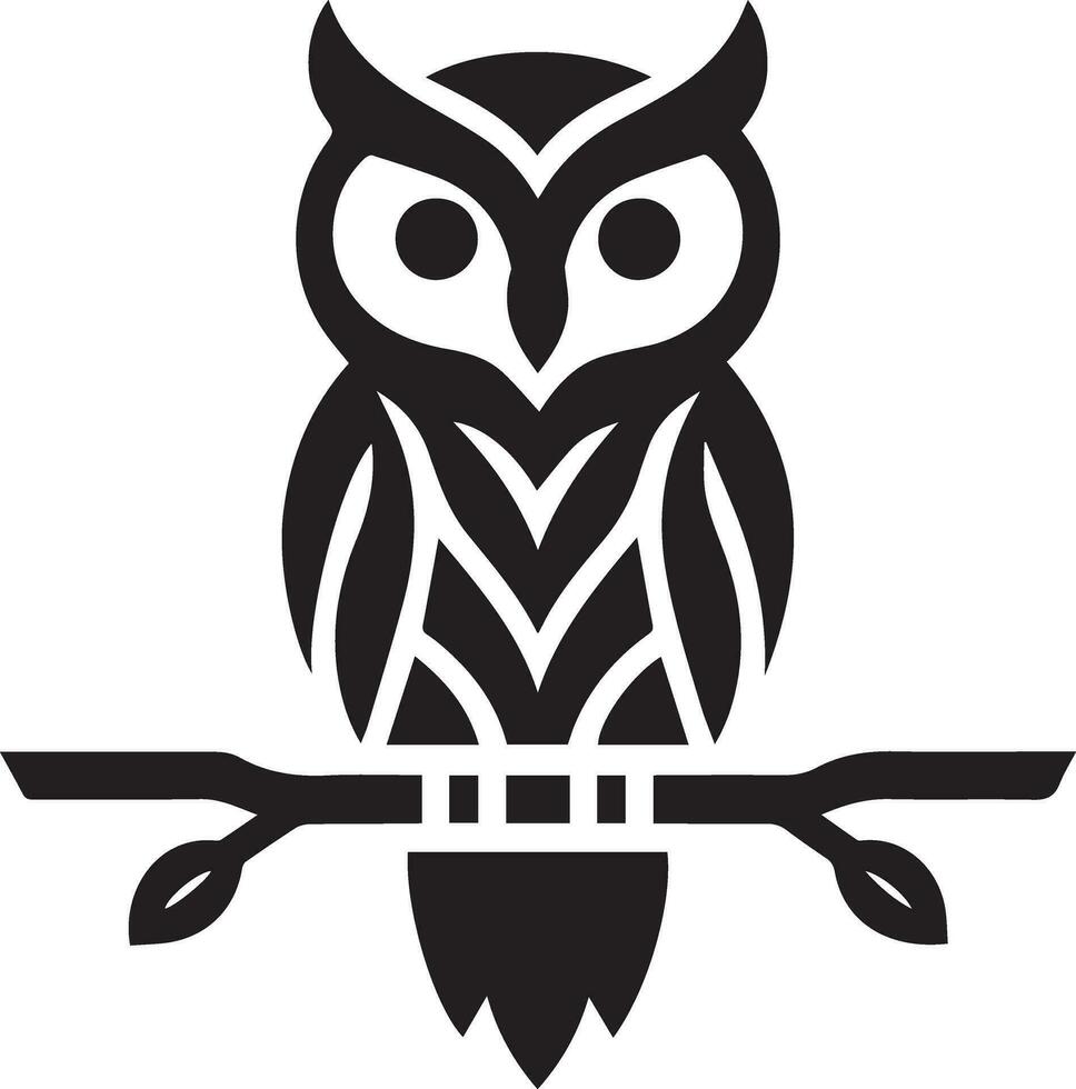 Owl Tattoo vector art illustration black color, Owl vector silhouette black color