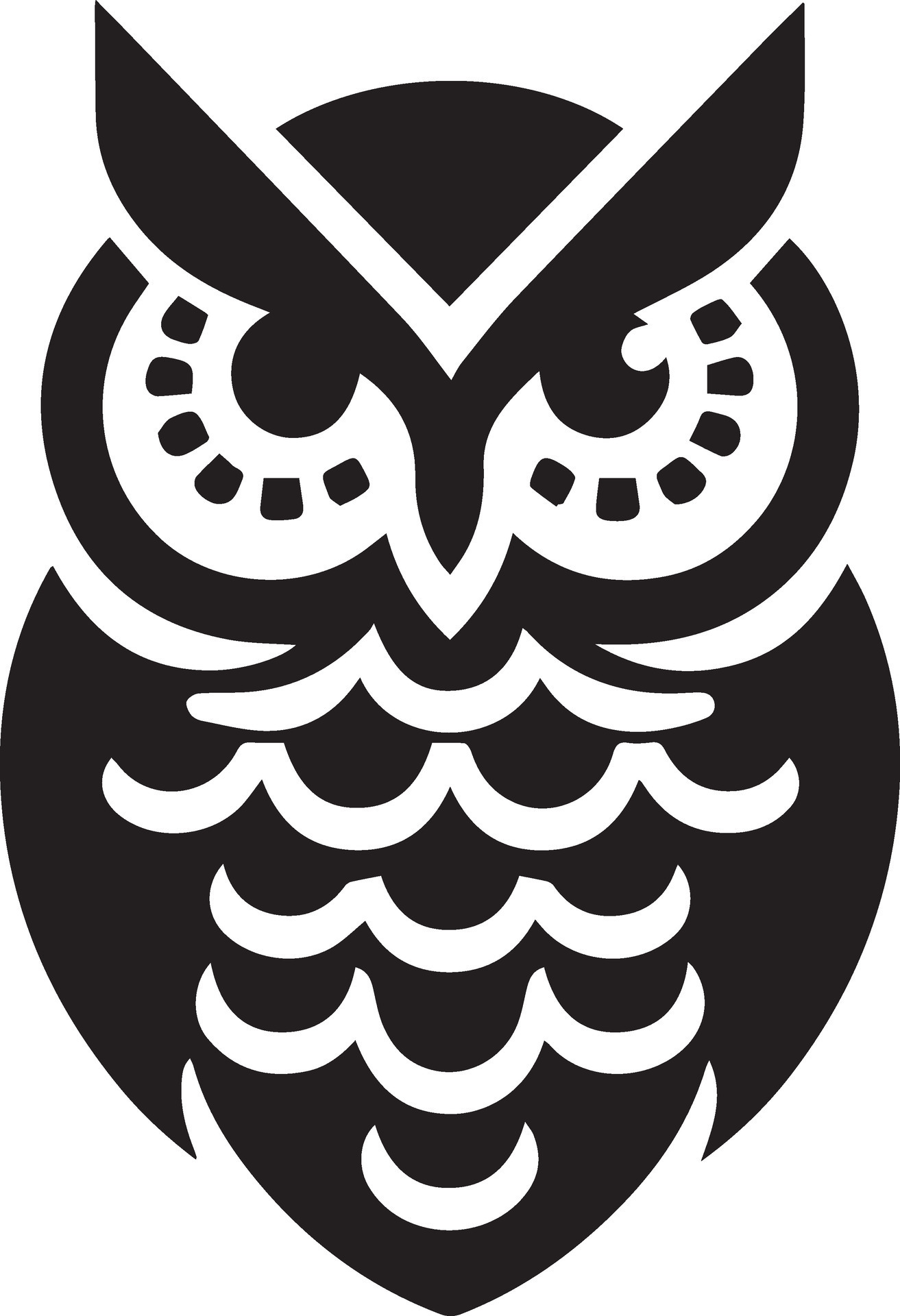 Owl Tattoo vector art illustration black color, Owl vector silhouette
