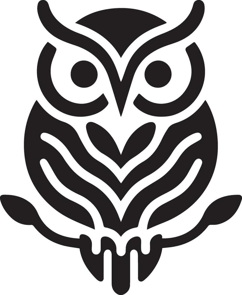 Owl Tattoo vector art illustration black color, Owl vector silhouette black color