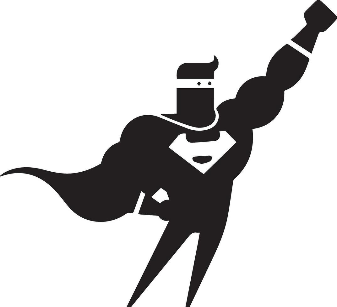 Minimal Funny Super Hero Comic Flat character vector silhouette, black color silhouette, white background 2