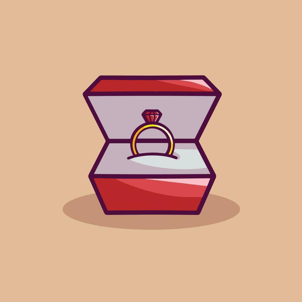 anillos de boda en una caja vector