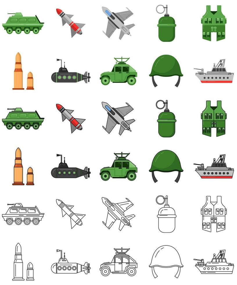 Military Equipment Elements Set vector