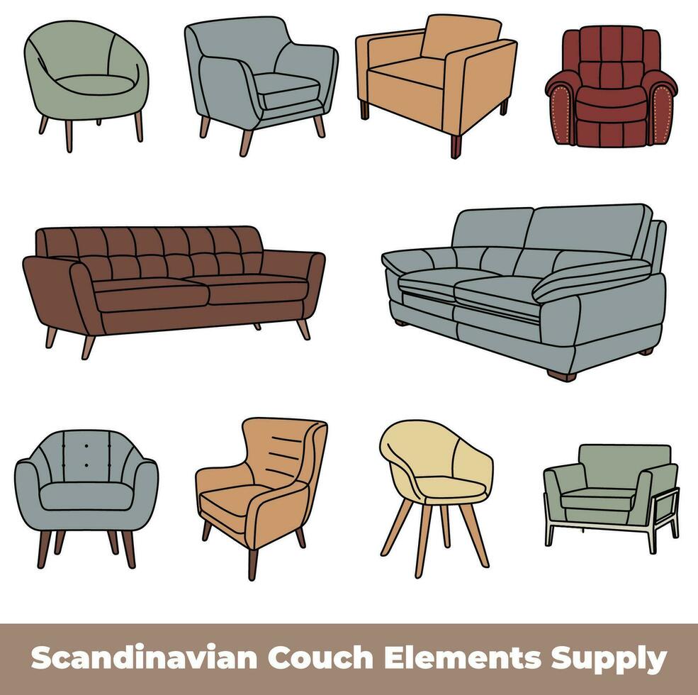 Scandinavian Couch Elements Supply vector