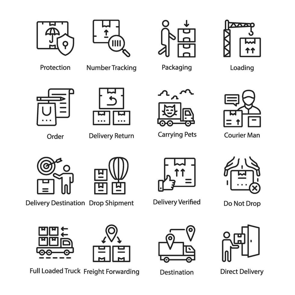 Pack of Logistics and Delivery Icons vector