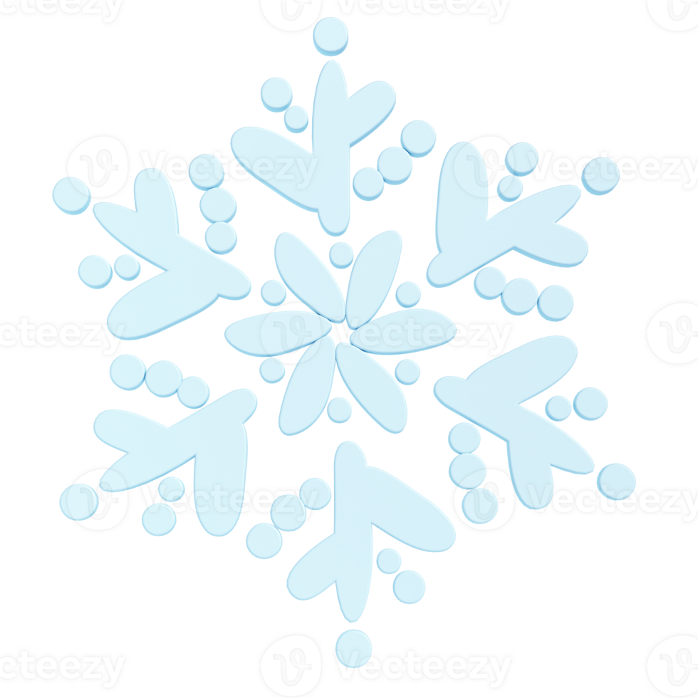 3d illustration of Christmas blue winter icon snowflake on white background. glossy surface. Happy New Year Decoration Holiday element for web design, greeting card png