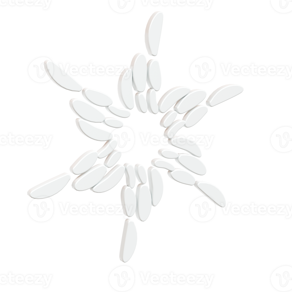 3d illustration of Christmas winter icon snowflake on isolated white background. glossy surface. Happy New Year Decoration Holiday element for web design, greeting card png