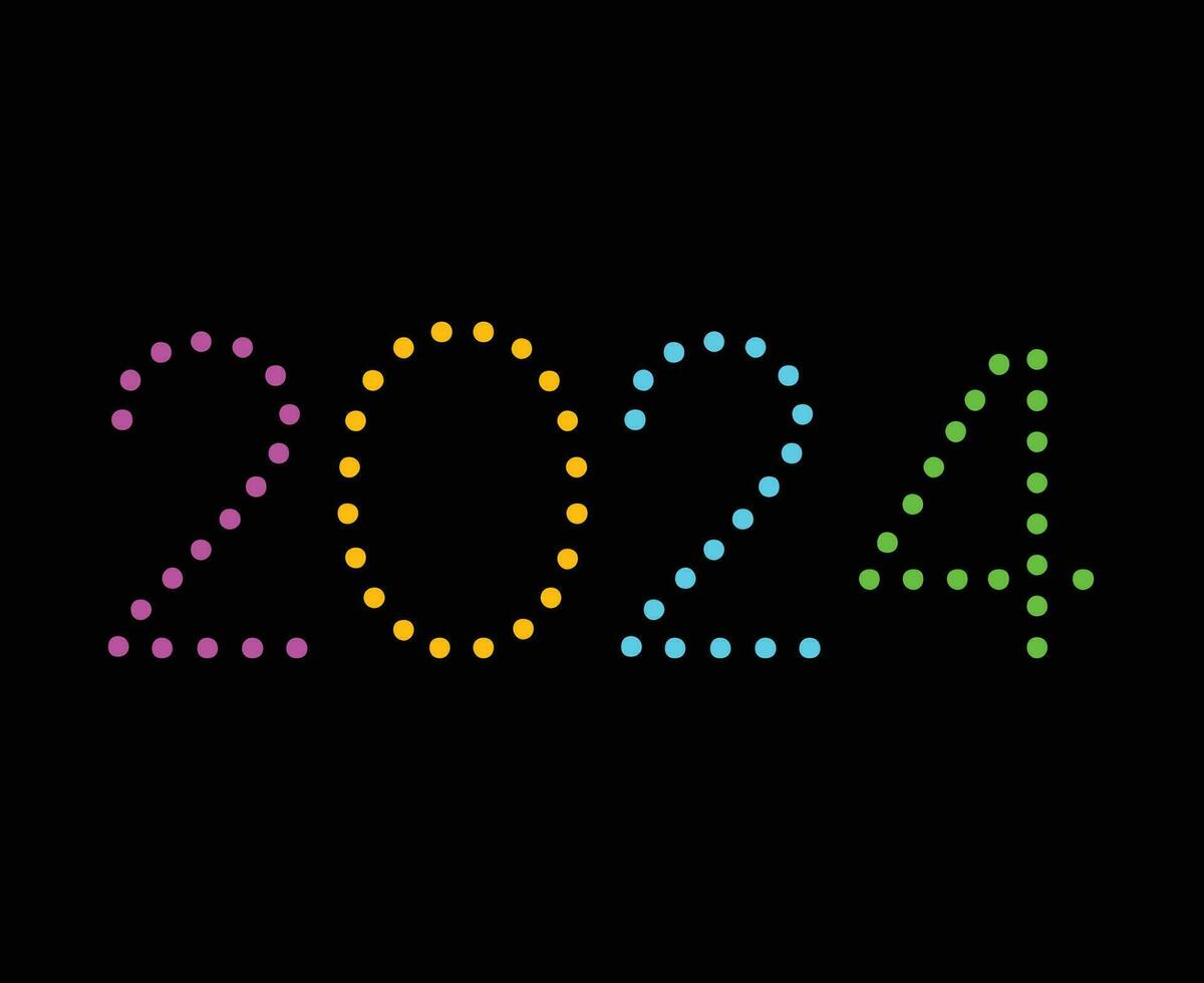 contento nuevo año 2024 resumen multicolor gráfico diseño vector logo símbolo ilustración con negro antecedentes