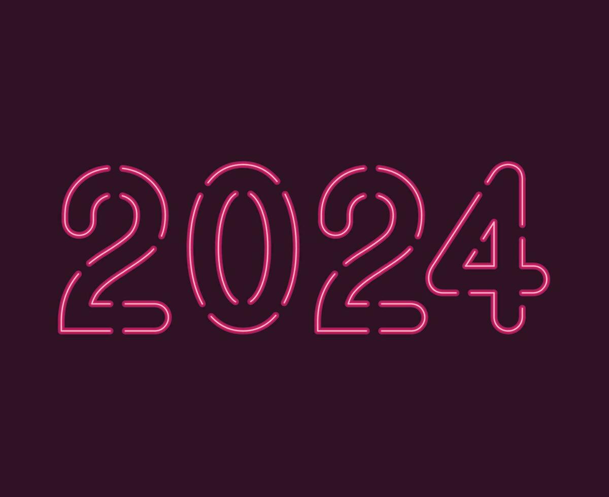 Happy New Year 2024 Abstract Pink Graphic Design Vector Logo Symbol Illustration With Purple Background