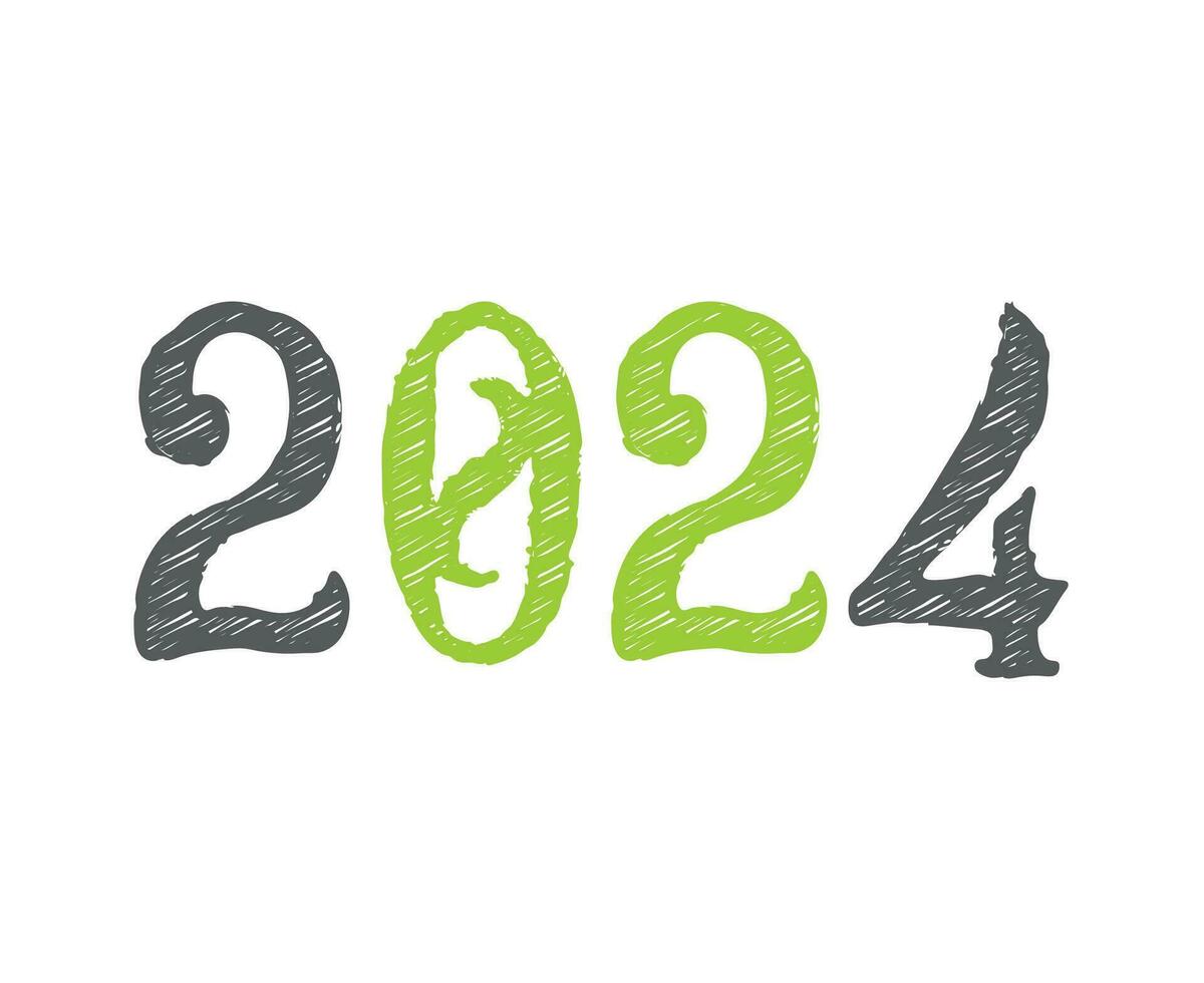 Happy New Year 2024 Abstract Gray And Green Graphic Design Vector Logo Symbol Illustration