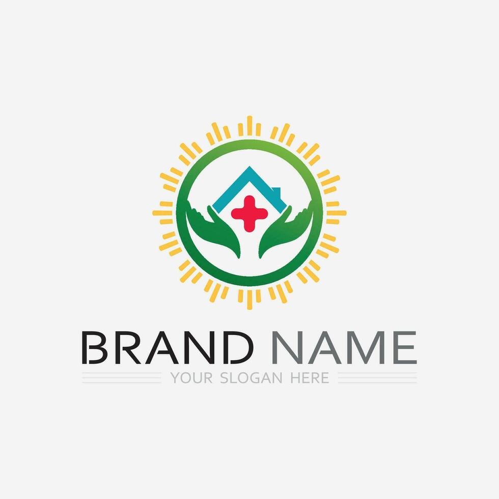 hospital and health care logo design vector cross logo design graphic