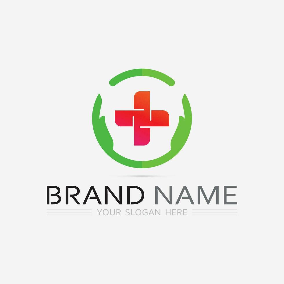 hospital and health care logo design vector cross logo design graphic