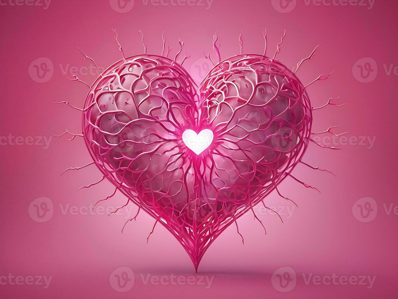 AI generated Neural Network Generated Glowing Hearts Vibrant Valentine's Day Background photo